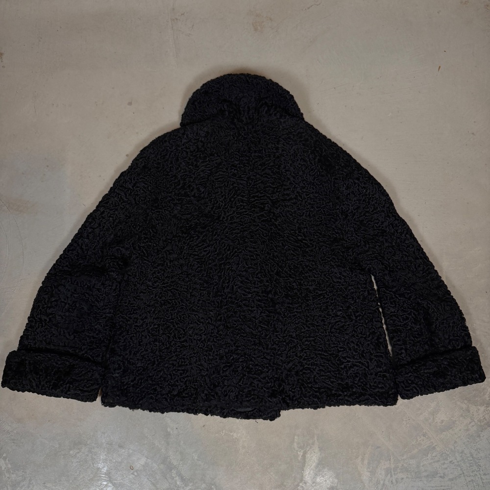 Vintage B Siegel Co Black Curly Persian Lamb Fur Coat Jacket Shawl Collar - Picture 7 of 9